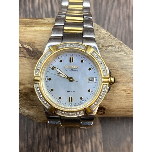Citizen Eco-Drive Ladies Watch Mop Dial  Diamond Bezel Solar Never Needs Bat - Picture 1 of 10